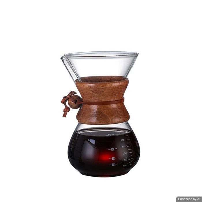 Coffee Glass Server with Wood Handle (600ml)