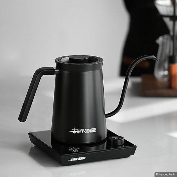 MHW-3BOMBER - Assassin Electric Kettle Kopi 600ml - Kettle Gooseneck Teko Leher Angsa - Temperature Control - Black