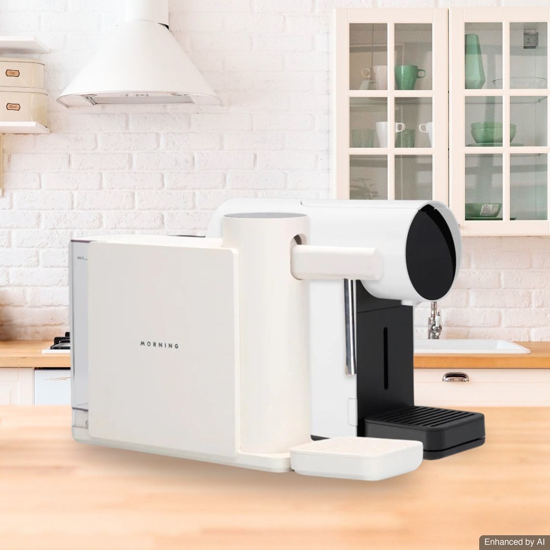 Morning Machine Bundle - Mesin Kapsul Mini MM530 Cloud + Milk Steamer MD630 White