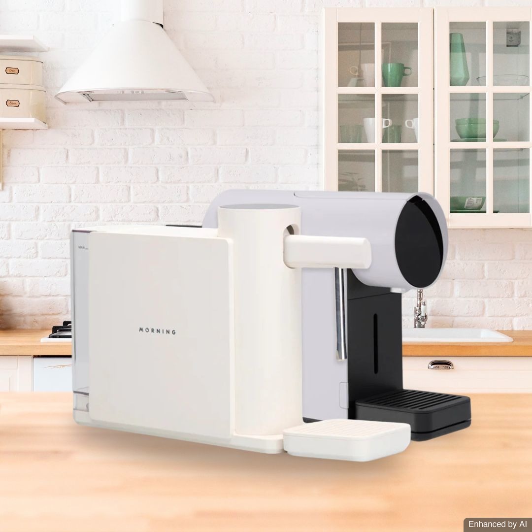 Morning Machine Bundle - Mesin Kapsul Mini MM530 Violet + Milk Steamer MD630 White