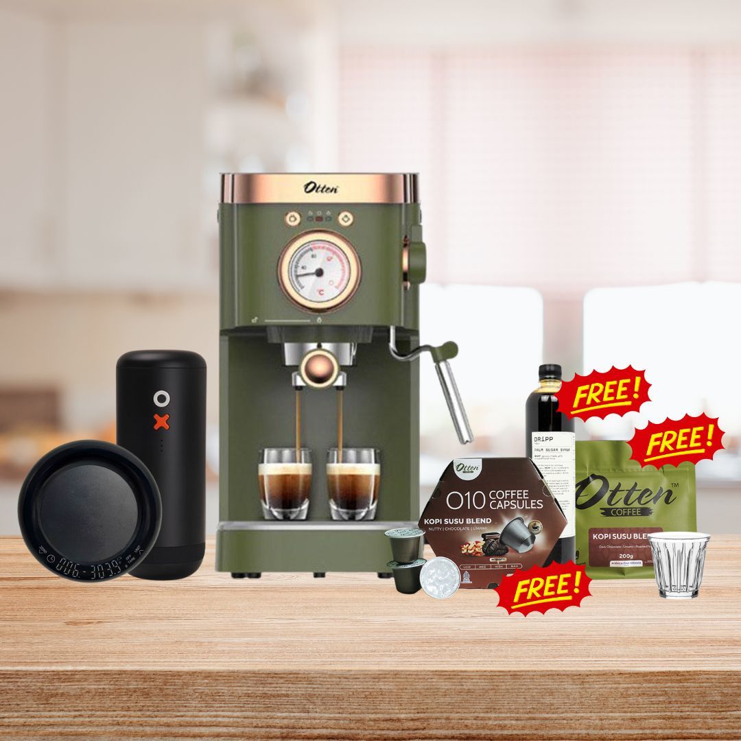 Paket Mesin Kopi Susu Gula Aren Otten Retto + Grinder Elektrik Portable