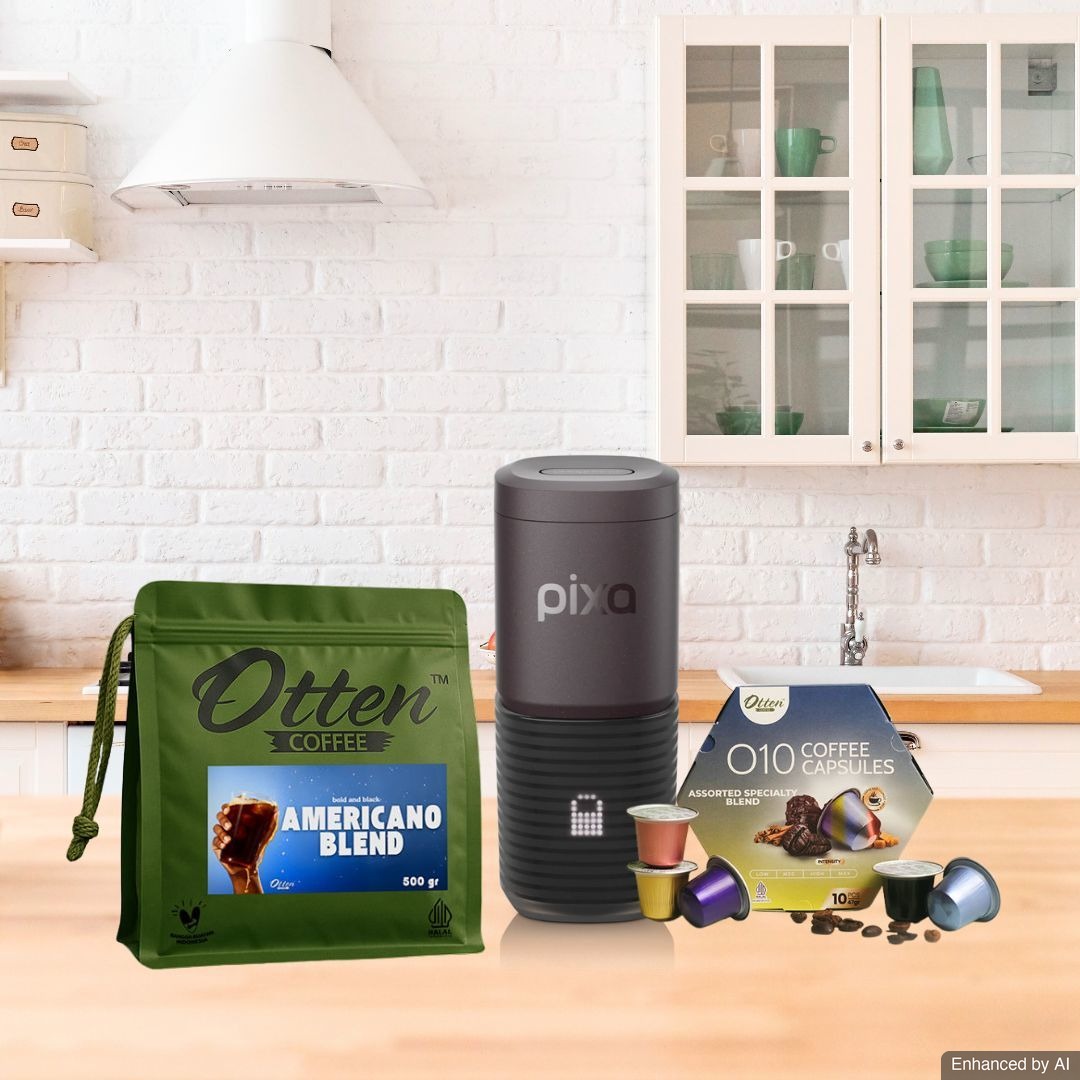 Paket Wacaco Pixapresso Electric Coffee Maker + Kopi Americano Blend dan O10 Kopi Kapsul Assorted