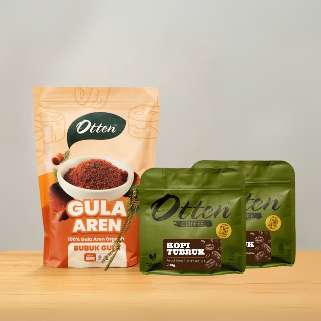 Otten Kopi Tubruk Blend 200gr + Bubuk Gula Aren Organik 1 Kg
