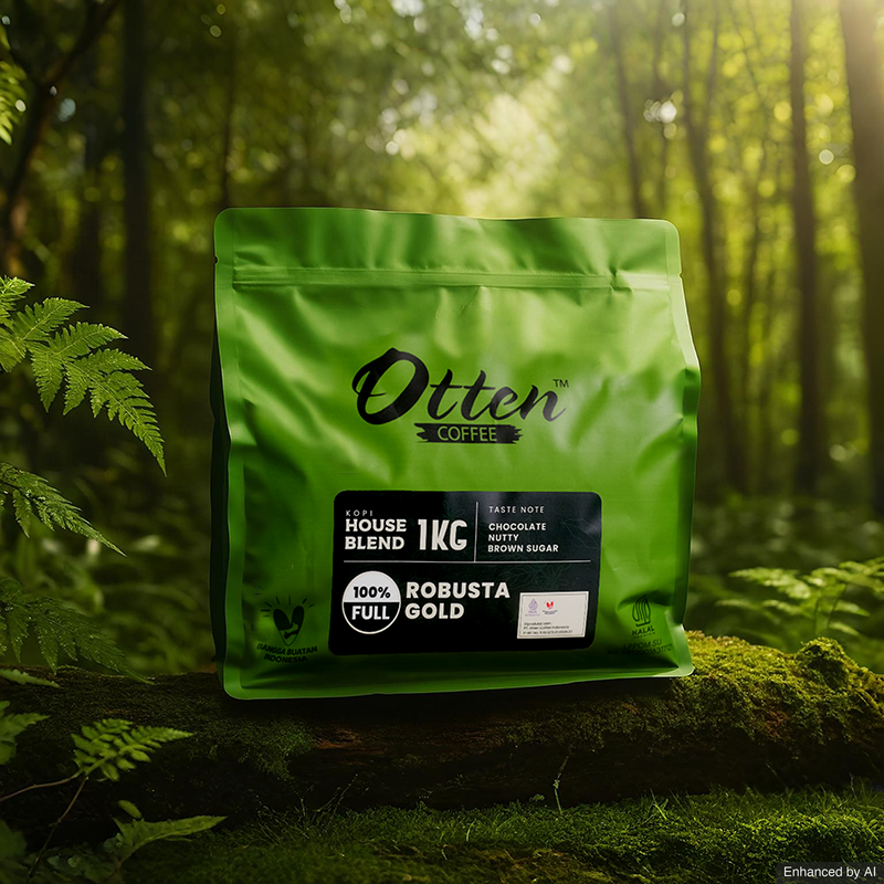 Biji Bubuk Kopi 100% Full Robusta Gold House Blend 1kg Otten Coffee
