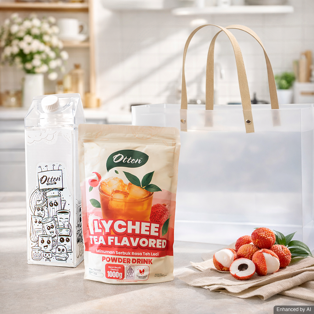 Paket Hampers Ramadhan - Minuman Serbuk Rasa Lychee Tea Powder + Tumblr 1L