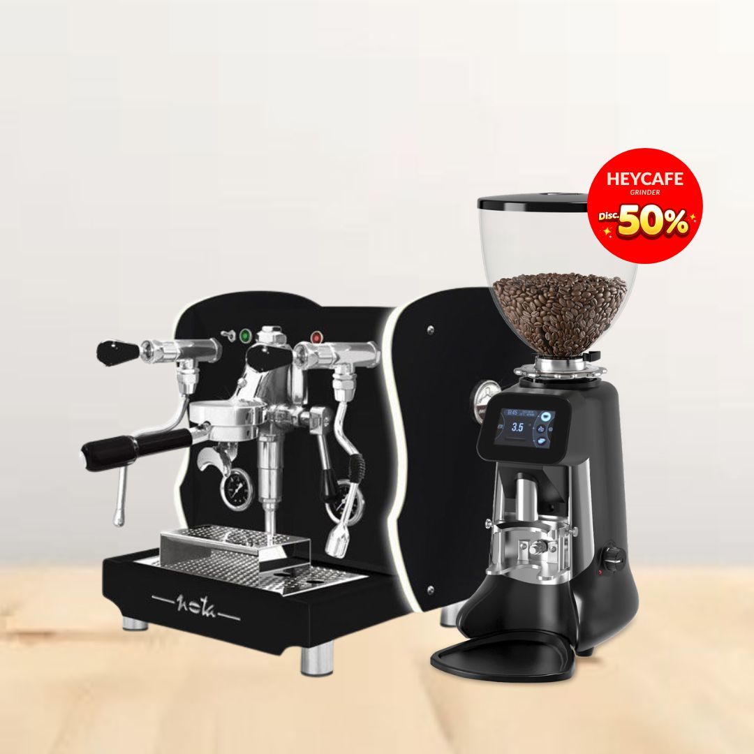 Paket Mesin Kopi Orchestrale Nota 1GR w/ Digit Crono and Thermopid (Total Black) + HeyCafe Buddy Grinder