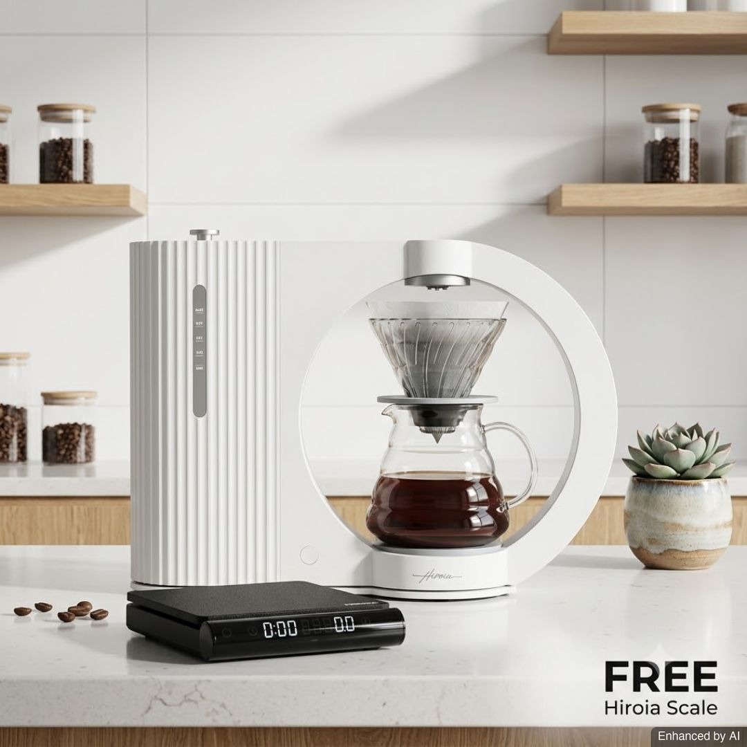 Special Promo - Hiroia Hikaru V60 Smart Brewer White Free Jimmy Scale (Powered by Hario)