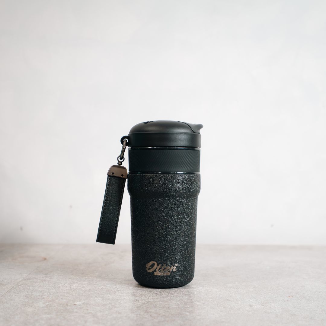 Otten 4 in 1 Coffee Travel Brew Kit – Tumbler Kopi Anti Bocor 400ml, Adjustable Grinder & Dripper