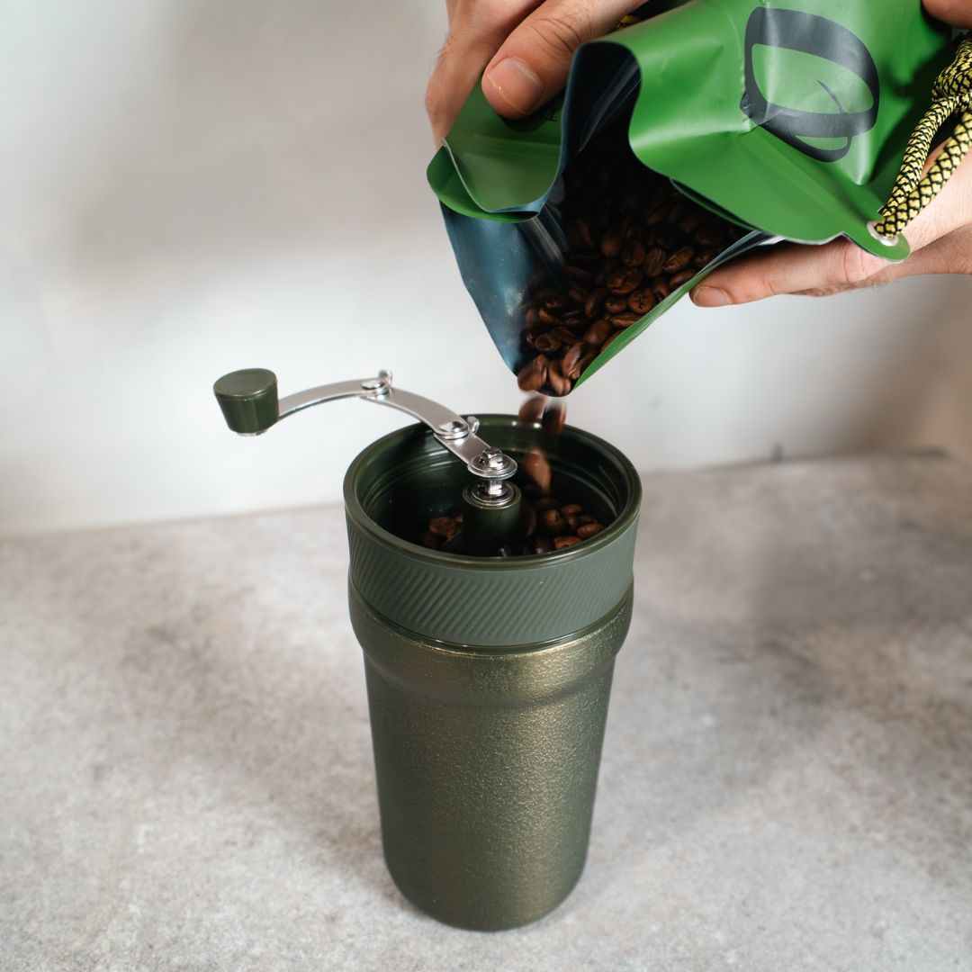 Otten 4 in 1 Coffee Travel Brew Kit – Tumbler Kopi Anti Bocor 400ml, Adjustable Grinder & Dripper