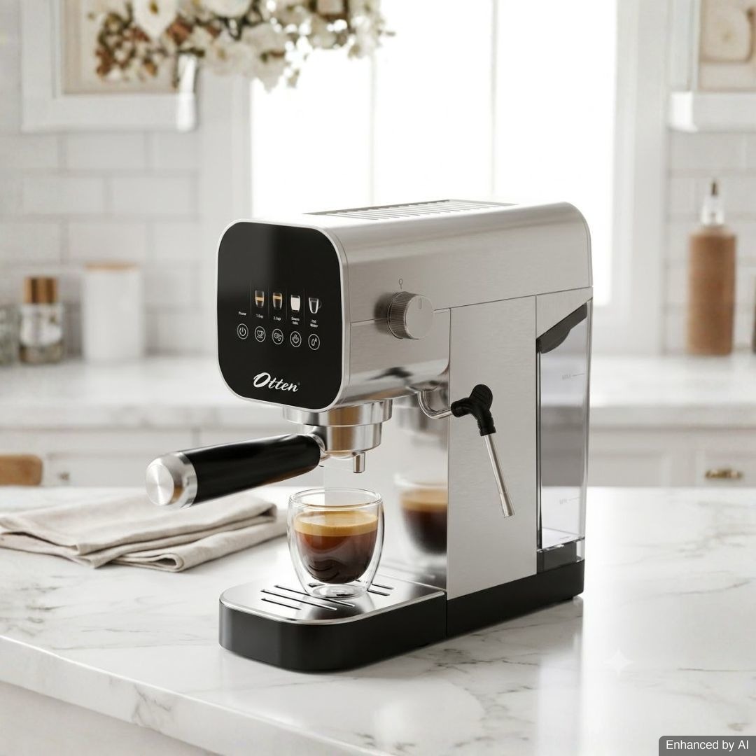 Otten - Noir Semi-automatic Espresso Coffee Machine - Mesin Kopi Espresso Compact Layar Sentuh 20 Bar