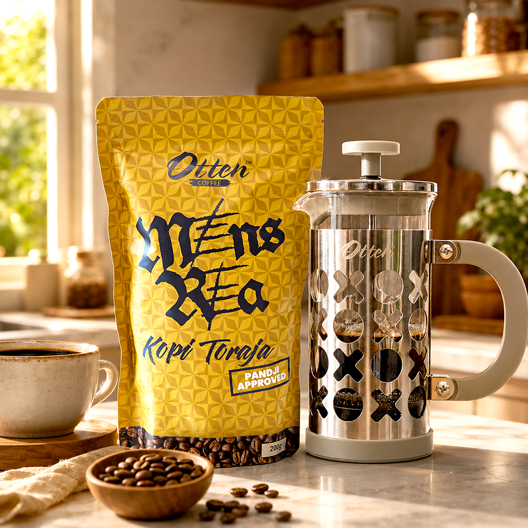 Paket Mens Rea Kopi Toraja x Otten Terra French Press 350 ML Gray